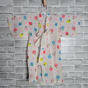 Vintage Children's Strawberry & Apple Print Waffle Knit Kimono